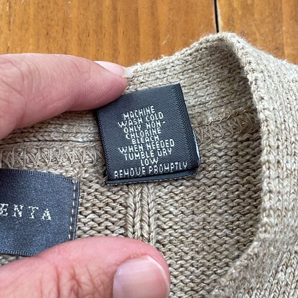 Oscar De La Renta Mens Button Down Sweater Cardigan Light Brown XL V Neck - Picture 6 of 6